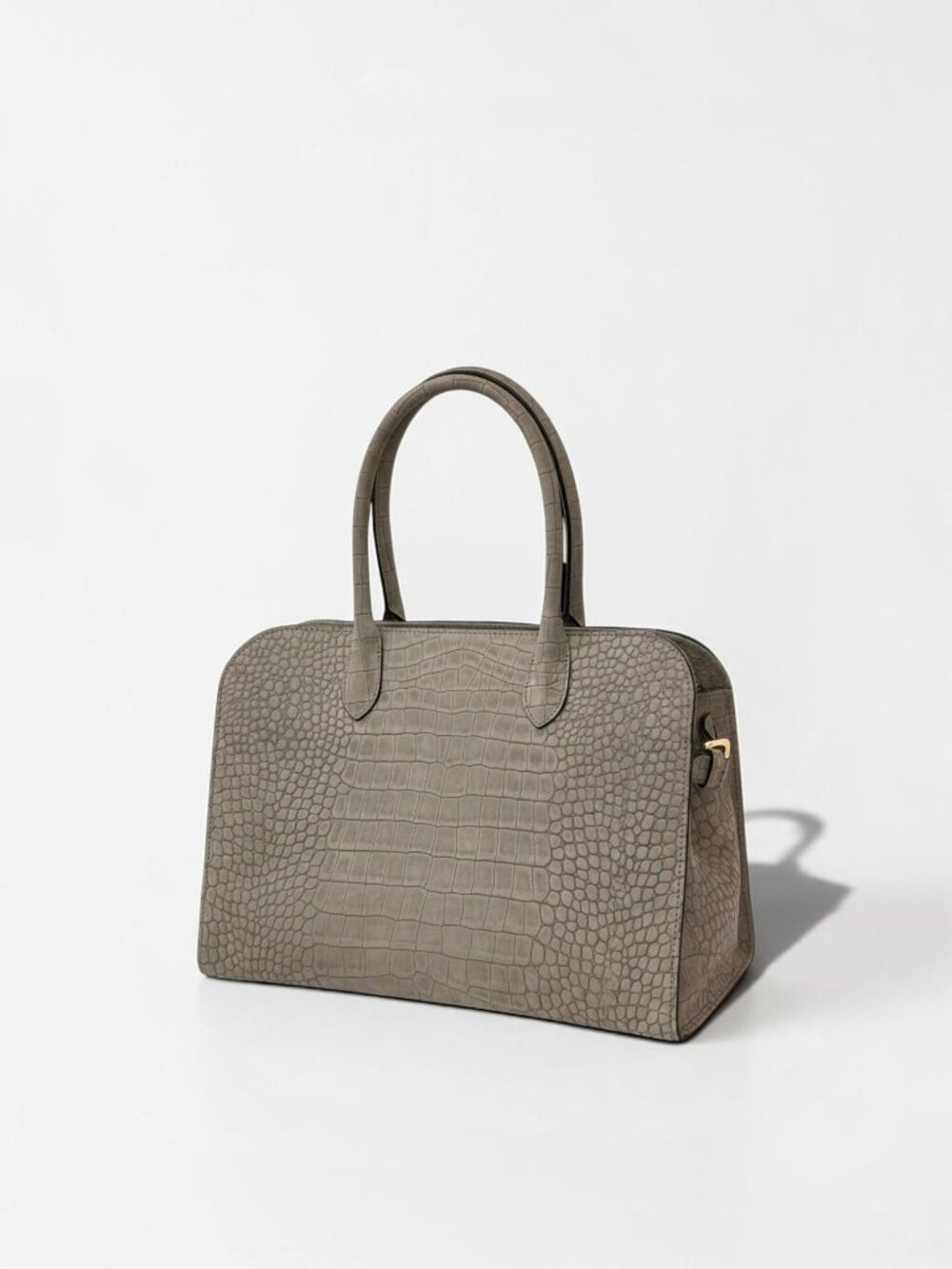 NWT Claudia Firenze Italian Leather Matte Croc Embossed Tote Taupe